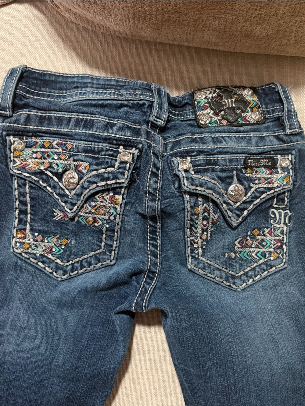 Miss Me Dark Blue Embroidered Boot Cut Jeans